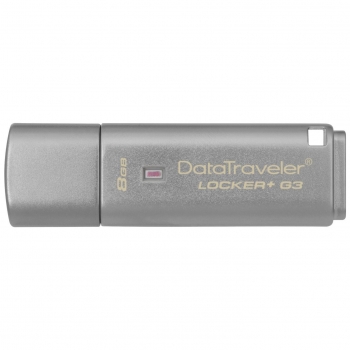 Memorie USB Kingston DataTraveler Locker+ G3 8GB USB 3.0 AES Hardware encryption Metalic DTLPG3/8GB