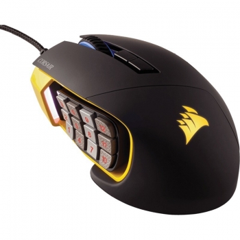 Mouse Corsair Scimitar MMO Gaming optic 17 butoane 12000 dpi USB black-yellow CH-9000091-EU