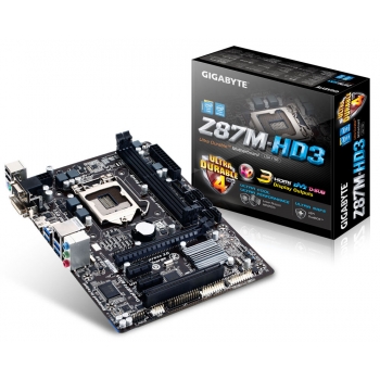 Placa de baza Gigabyte Z87M-HD3 Socket 1150 Chipset Intel Z87 2x DIMM DDR3 1x PCI-E x16 3.0 2x PCI-E x1 1x PCI HDMI DVI VGA 4x USB 3.0 MicroATX