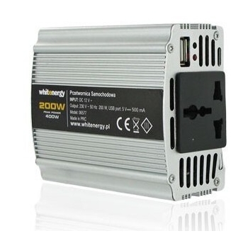 Whitenergy invertor DC/AC de la 12V DC la 230V AC 200W, USB