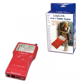 Tester cablu LogiLink WZ0014 5-in-1 RJ-11, RJ-45, BNC, USB, IEEE1394