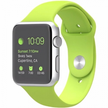 Smartwatch Apple Watch sport 42 mm carcasa din aluminiu argintiu curea sport verde