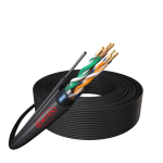 Cablu Emtex F/UTP cu sufa, Cat.5e, Cupru, 24AWG/1, manta PE, Fca, de exterior, rezistent UV, Fluke Pass, tambur 305m, negru EMT-FTP5EM-24AWG.1-PE-FCA