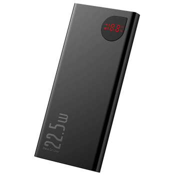 Baterie externa Baseus Adaman Metal, 10000 mAh, 2x USB, 1x USB-C, 22.5 W, Display, Black PPAD070001