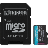 Card de memorie MicroSDXC Kingston Canvas GO Plus, 64GB, Clasa 10, UHS-I, Adaptor inclus SDCG3/64GB