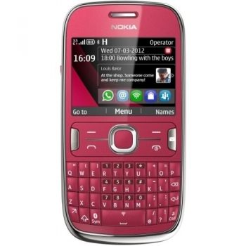 Telefon Mobil Nokia Asha 302 Plum Red tastatura qwerty Wi-Fi Symbian S40 Camera Foto 3.15MPxNOK302RED