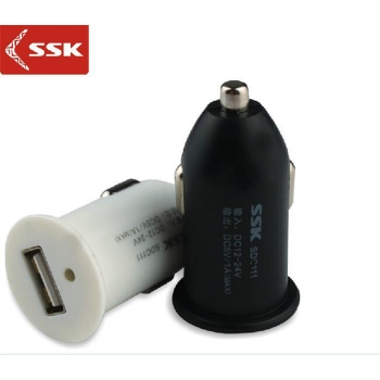 SSK SDC111 Black Car Charger, incarcator USB pentru masina cu un port (tablete, telefoane mobile, etc.), input: 12-24V, output: 5V1A (max), protectii: overcurrent (OCP) / over voltage protection (OVP) / short circuit protection (OCP), dimensiuni: 49.5 x 2
