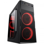 Carcasa Floston Turbo Red, 2x ventilatoare LED Red, Panou lateral transparent, USB 3.0, fara sursa
