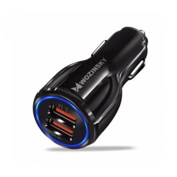 Incarcator auto Wozinsky, Quick charge 3.10, 2 x USB, 3.1 A, Negru, WCC-02