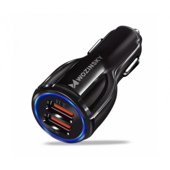 Incarcator Auto USB WZK WCC-02, Quick Charge 3.0, 2 X USB, Negru, Blister