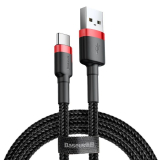 Cablu alimentare si date Baseus Cafule, Fast Charging pentru smartphone, USB la USB Type-C 3A, 1m, rosu-negru CATKLF-B91