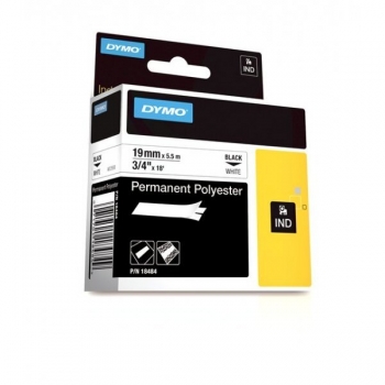 RHINO TAPE POLYESTER 19MM/5.5M BLACK ON WHITE