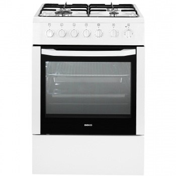 Aragaz Beko Mixt CSM52120DW 4 arzatoare gaz iluminare cuptor , timer , ventilator Cuptor electric capac Metalic Alb