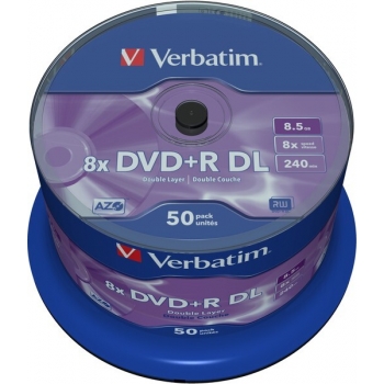 DVD+R Verbatim Dual Layer 8.5GB 8X 50PK SPINDLE 43758