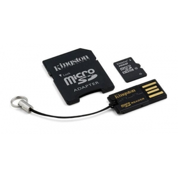 Card Memorie MicroSDHC Kingston 16GB Clasa 10 + Reader + Adaptor SD MBLY10G2/16GB