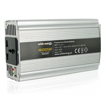 Whitenergy invertor DC/AC de la 24V DC la 230V AC 400W, USB