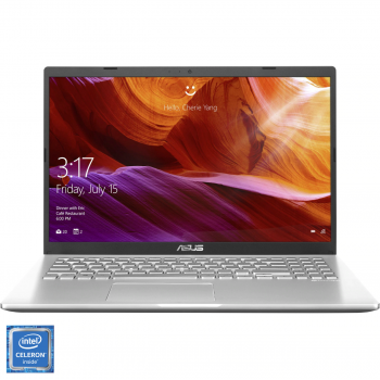 Laptop ASUS X509MA cu procesor Intel® Celeron N4020 pana la 2.80 GHz 15.6" HD 4GB 256GB SSD Intel UHD Graphics 600 Free DOS Transparent Silver