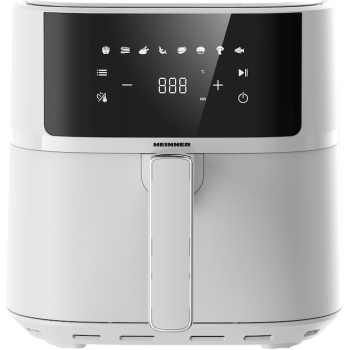 Friteuza cu aer cald Heinner, 1700w, capacitate cos 5.7l, display digital, termostat reglabil 80-200 grade, Alb HAF-B6WH17SQ  