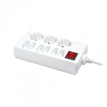 Prelungitor cu intrerupator, 9 prize (3 Schuko/6 Euro),1,5m, white, Logilink LPS201