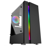 Carcasa Middle Tower Floston Hero RGB Ventilatoare 1x 120 mm LED RGB 1x USB2.0 1x USB 3.0 2x jack 3.5mm Black, HERO RGB STRIP TG