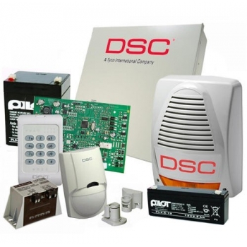 Kit DSC KIT 1404-EXT - centrala PC1404 (tastatura inclusa) - transformator TC20/16 -un acumulator PL-5AH si unul PL-2,3AH -un detector LC100PCI -o sirena de exterior LADY-PI -un contact magnetic aparent