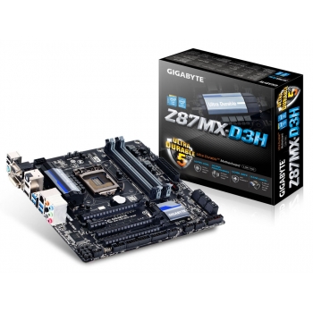 Placa de baza Gigabyte Z87MX-D3H Socket 1150 Chipset Intel Z87 4x DIMM DDR3 2x PCI-E x16 3.0 1x PCI-E x16 2.0 1x PCI-E x1 HDMI DVI VGA DP 4x USB 3.0 MicroATX