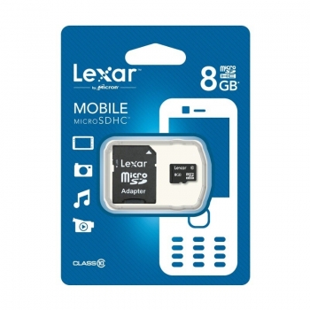 Card Memorie MicroSDHC Lexar 8GB Clasa 10 + adaptor SD LSDMI8GBABEUC10A