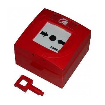 Buton de incendiu de exterior BIC02 Carcasa din plastic rosu, dual geam plastic + sticla IP54-11, Vds88x88x57mm