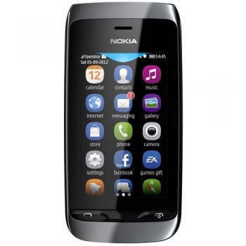 Telefon Mobil Nokia Asha 308 Black Dual SIM NOK308BLK