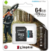 Card de memorie MicroSDXC Kingston Canvas GO Plus, 64GB, Clasa 10, UHS-I, Adaptor inclus SDCG3/64GB