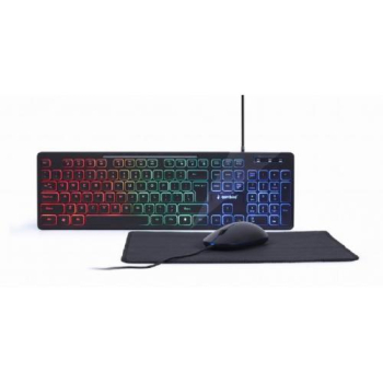 Kit Gembrid 3 in 1 KBS-UML-01 - Tastatura, RGB LED, USB, Black + Mouse Optic, USB, Black + Mouse Pad, Black KBS-UML-01
