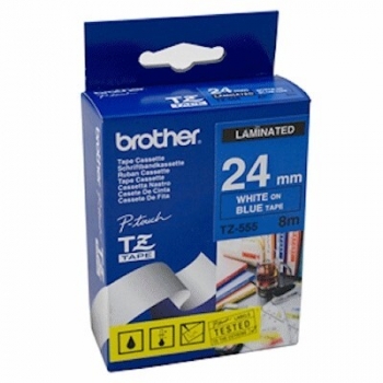 Banda Laminata Brother TZE555 Dimensiune 24mm white on blue