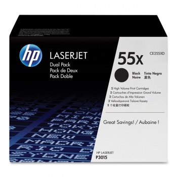 Pachet Cartus Toner HP Nr. 55X Black 2 Bucati 2x12500 Pagini for LaserJet P3010, P3011, P3015, P3015D, P3015DN, P3015X CE255XD