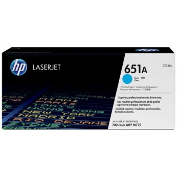 Cartus Toner HP Nr. 651A Cyan 16000 Pagini for HP LaserJet Enterprise 700 color MFP M775dn, MFP M775f, MFP M775z, MFP M775z+ CE341A