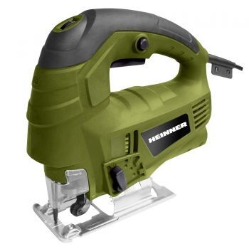 Jigsaw, rated power 800W, no load speed 0-3000rpm, maximum cutting capacity 80mm(wood), 10mm(steel), 3 meter cord, accessories: 6 blades