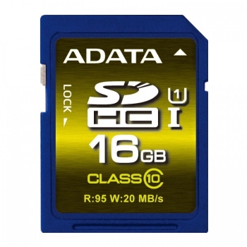 Card Memorie SDHC ADATA 16GB Clasa de viteza 10 ASDH16GCUICL10-R