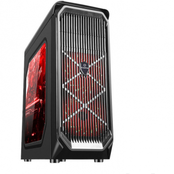 Carcasa Floston RED BARS, fara sursa, Middle tower, Negru/Rosu