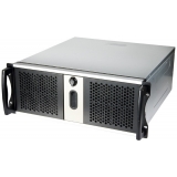 Carcasa rack CHEMBRO - dimensiuni utile:19"/4U/430mm, 3x5.25", 1x3.5" driver bay la vedere, 3x3,5" ascuns, 1x12cm cooler in fata, usi in fata inchidere cu cheie, intrusion switch, 2xUSB, neagru/argintiu, (MB acceptata ATX 12"x10