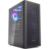 CARCASA PCCOOLER, Middle Tower, ATX, fara sursa, sticla securizata, 3 ventilatoare incluse, iluminare ARGB, negru, USB 3.2 gen 1 x 1, USB 2.0 x 2, mic, audio, MA100 MESH