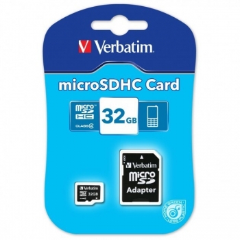 Card Memorie MicroSDHC Verbatim 32GB Clasa 4 + Adaptor SD 43964
