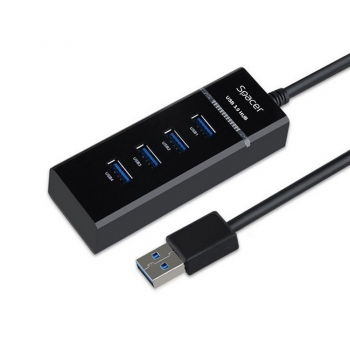 HUB USB SPACER SPH-4USB30-01, USB 3.0 x 4 (Negru)