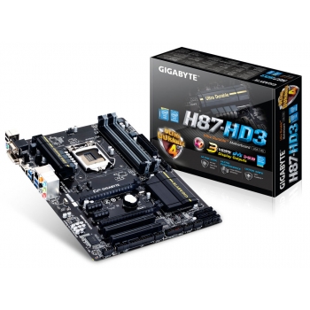 Placa de baza Gigabyte H87-HD3 Socket 1150 Chipset Intel H87 4x DIMM DDR3 1x PCI-E x16 3.0 1x PCI-E x16 2.0 2x PCI-E x1 2x PCI HDMI DVI VGA 4x USB 3.0 ATX