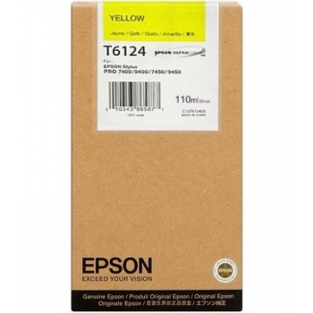 Cartus Cerneala Epson T6124 Yellow 220ml for Stylus Pro 7400, Stylus Pro 7450, Stylus Pro 9400, Stylus Pro 9450 C13T612400