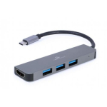 Docking Station Gembird A-CM-COMBO2-01,Multi Port Adapter USB Type C 2in1 HUB USB HDMI, Grey