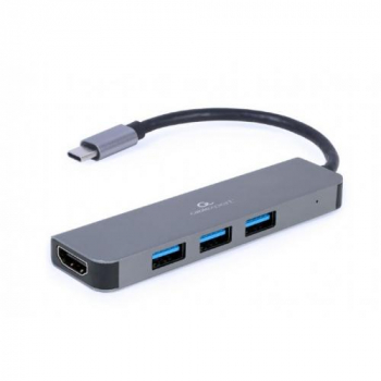 Docking Station Gembird A-CM-COMBO2-01,Multi Port Adapter USB Type C 2in1 HUB USB HDMI, Grey