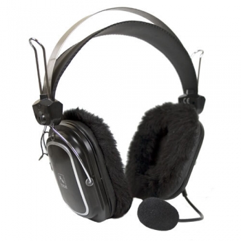 Casti A4Tech HS-60 cu microfon si control de volum negre + 2 pernute pentru sezonul rece + suport