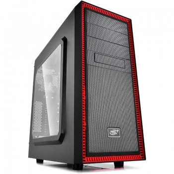 CARCASA DEEPCOOL ATX Mid-Tower, 2* 120mm RED LED fan (incluse), side window, front audio &amp; 1x USB 3.0, 1x USB 2.0, red&amp;black