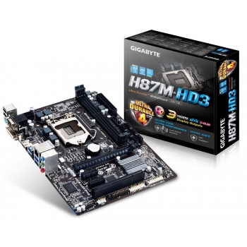 Placa de baza Gigabyte H87M-HD3 Socket 1150 Chipset Intel H87 2x DIMM DDR3 1x PCI-E x16 3.0 2x PCI-E x1 1x PCI HDMI DVI VGA 4x USB 3.0 MicroATX