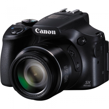 Camera foto Canon PowerShot SX60 HS Black, 16.1 MP, DIGIC 6 cu tehnologie iSAPS, 65x zoom optic, 3" LCD rabatabil, WiFi, NFC, stabilizator optic de imagine HS, ISO 3200, filmare Full HD 60fps, 6 imagini unice dintr-o singura captura, RAW in diferite