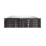 Carcasa rack storage Chenbro 3U/19"/660mm cu manere, se pot monta si placi de baza ATX si E-ATX, 1xslim FDD/ 1xslim ODD, 16x3.5" Hot-swap 6Gb/s mini-SAS, coolere incluse: 4x8cm mijloc si 2x8cm spate, intrusion switch, 2xUSB, 19.5Kg, suporta surs